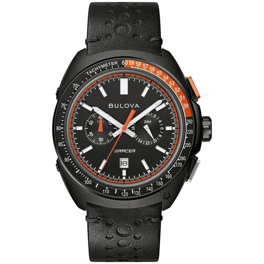 Bulova Black Dial Leather Strap Racer Chronograph 98B428 98B428