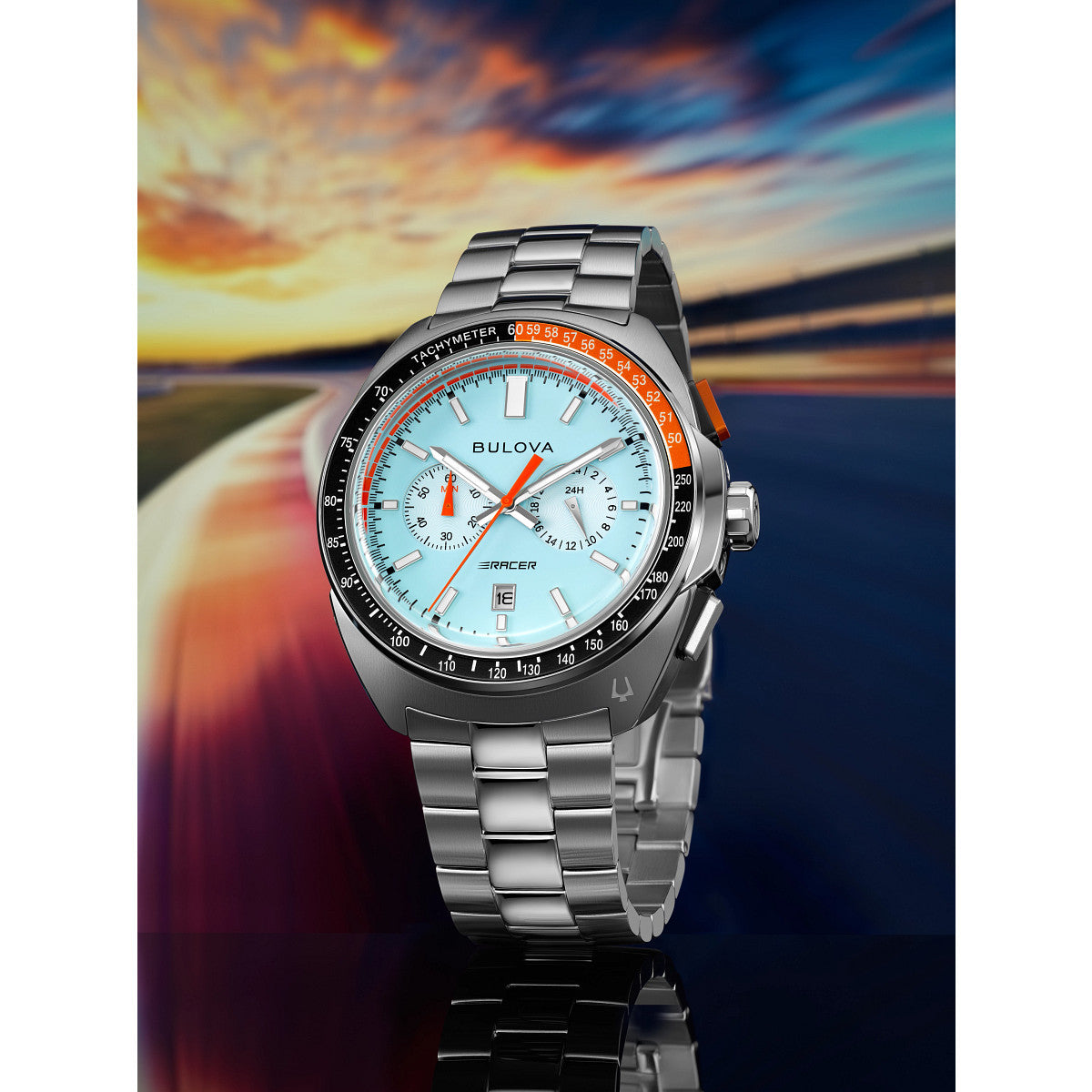 Bulova Racing 98B432, 42mm blue dial stainless steel, Mens