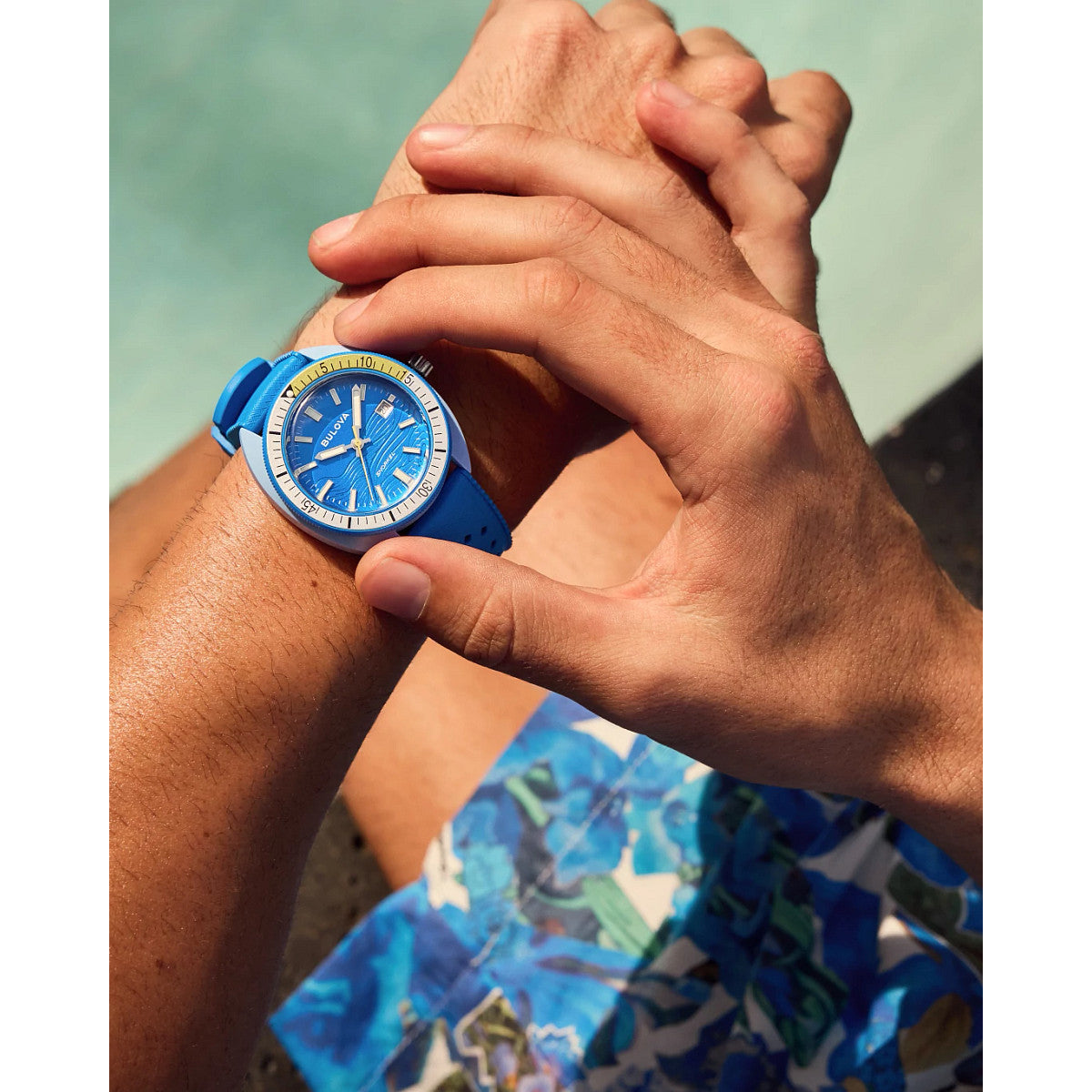 Bulova Oceanographer 98B445, 41mm blue dial hybrid-ceramic, Mens
