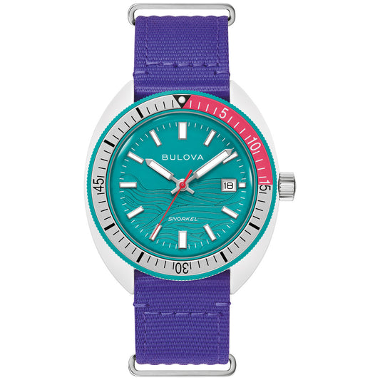 Bulova Oceanographer 98B447, 41mm teal dial hybrid-ceramic, Mens