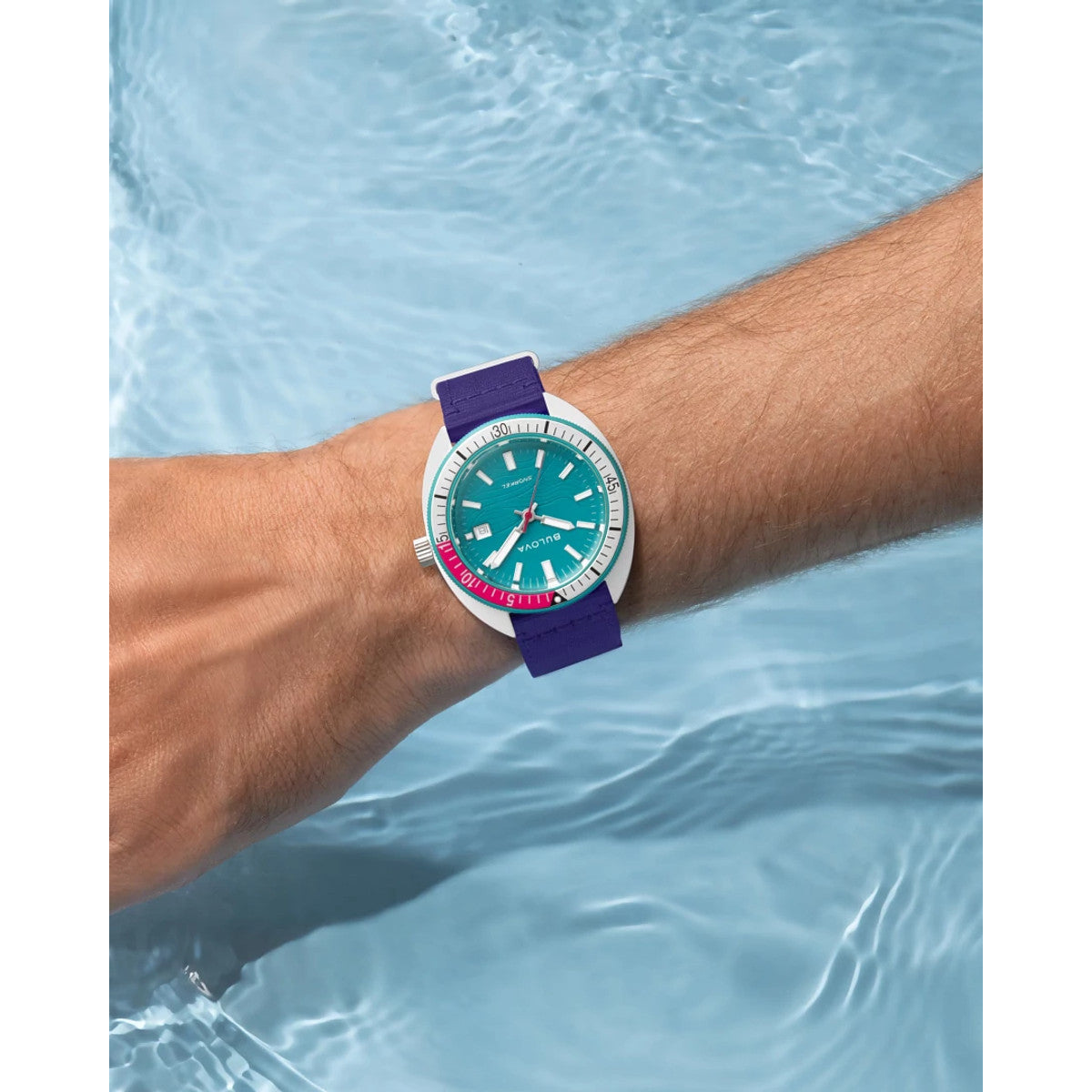 Bulova Oceanographer 98B447, 41mm teal dial hybrid-ceramic, Mens