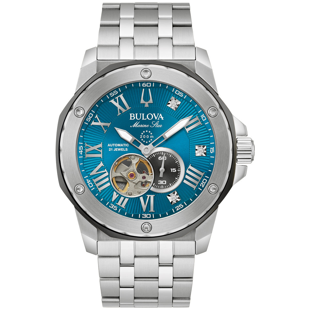 Bulova Marine Star 98D184, 44mm blue dial stainless steel, Mens