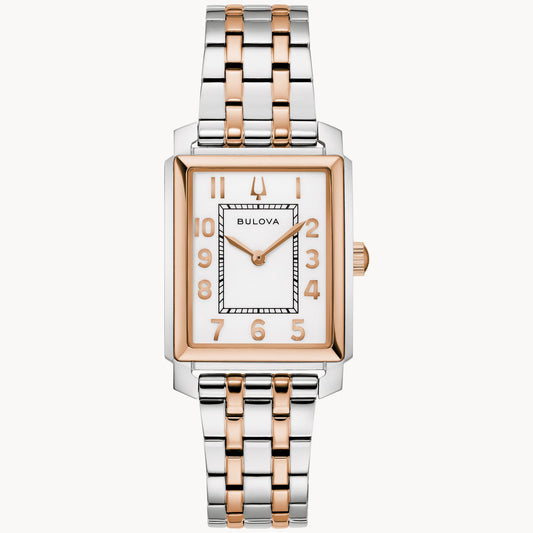 Bulova Sutton Ladies ss White Face Rectangle 98L328