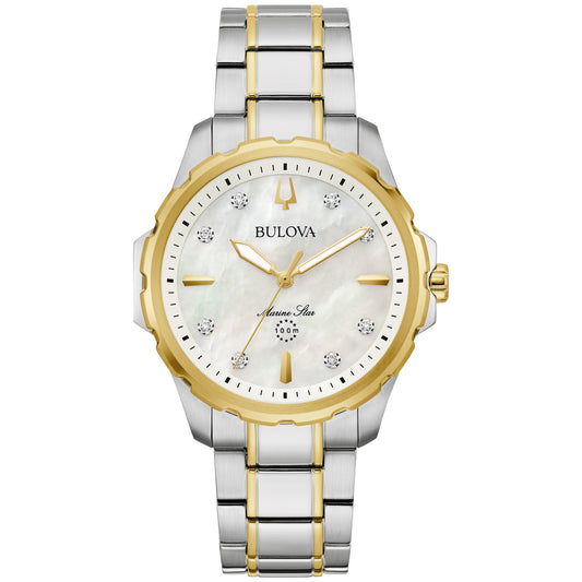 Bulova Marine Star 98P227 36mm Mother-Of-Pearl Dial Stainless Steel Bracelet Ladies 98P227