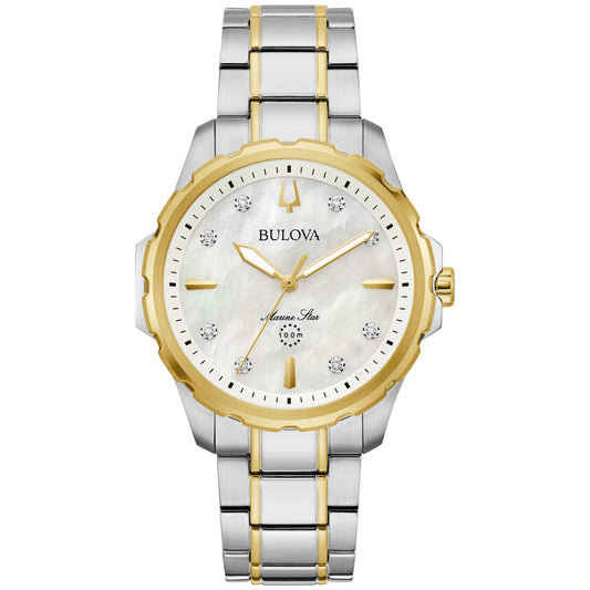 Bulova Marine Star 98P227, 36mm mother-of-pearl dial stainless steel, Ladies