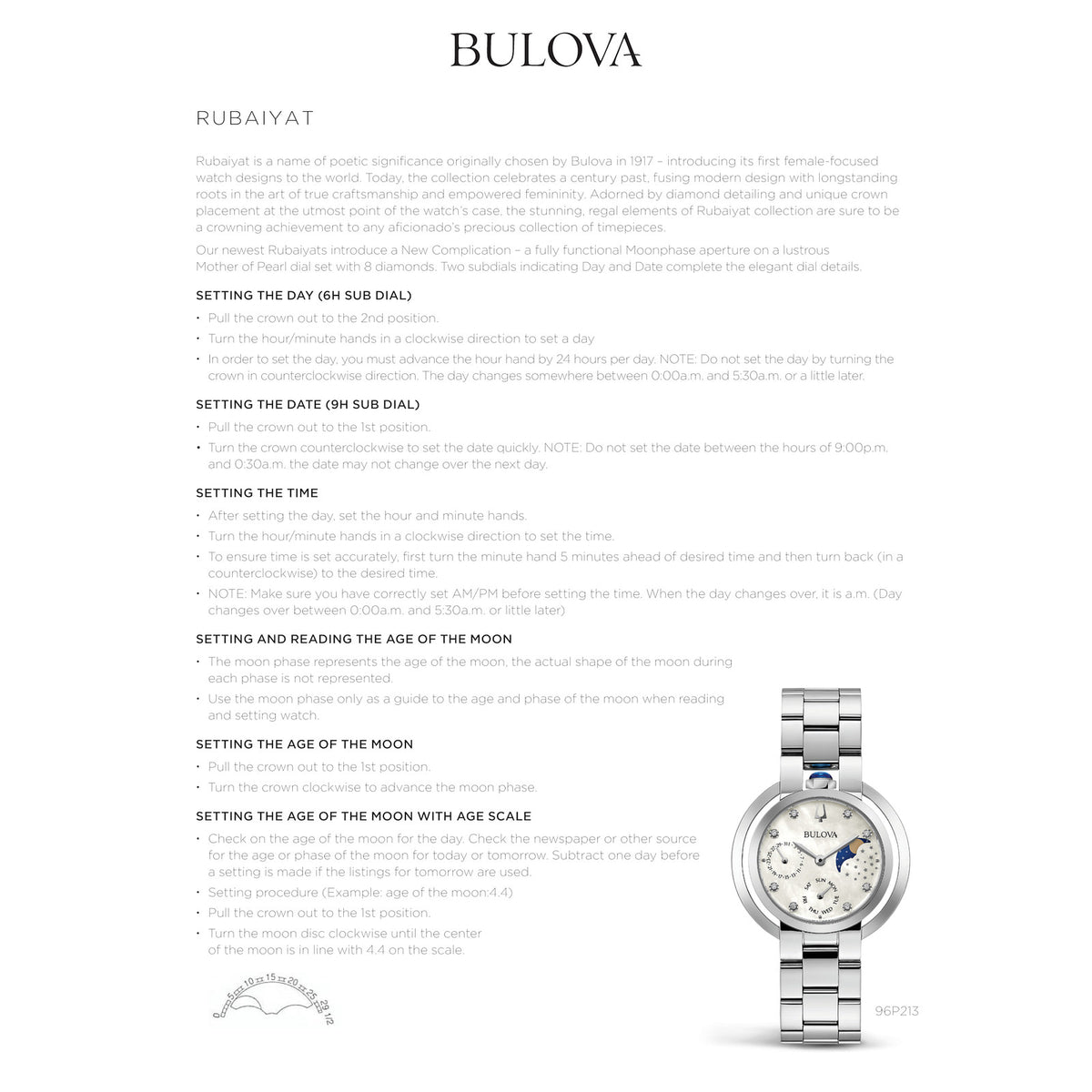 Bulova Rubaiyat 73 Diamond Ceramic Black Glossy tone watch Black Diamond Dial 98R266 98R266