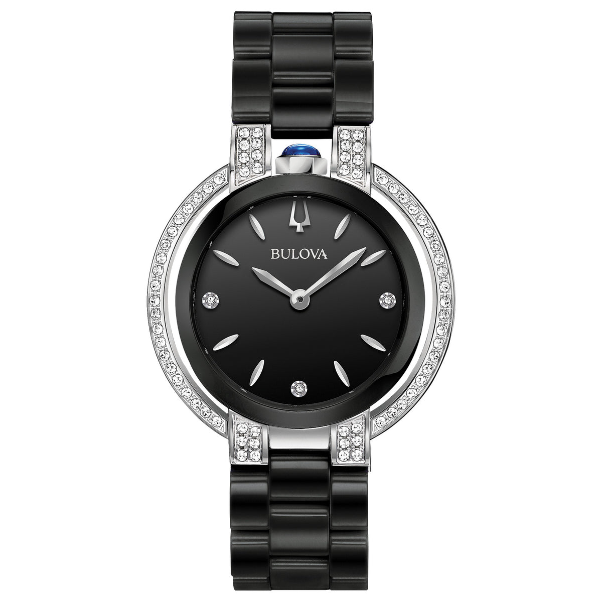 Bulova Rubaiyat 73 Diamond Ceramic Black Glossy tone watch Black Diamond Dial 98R266 98R266