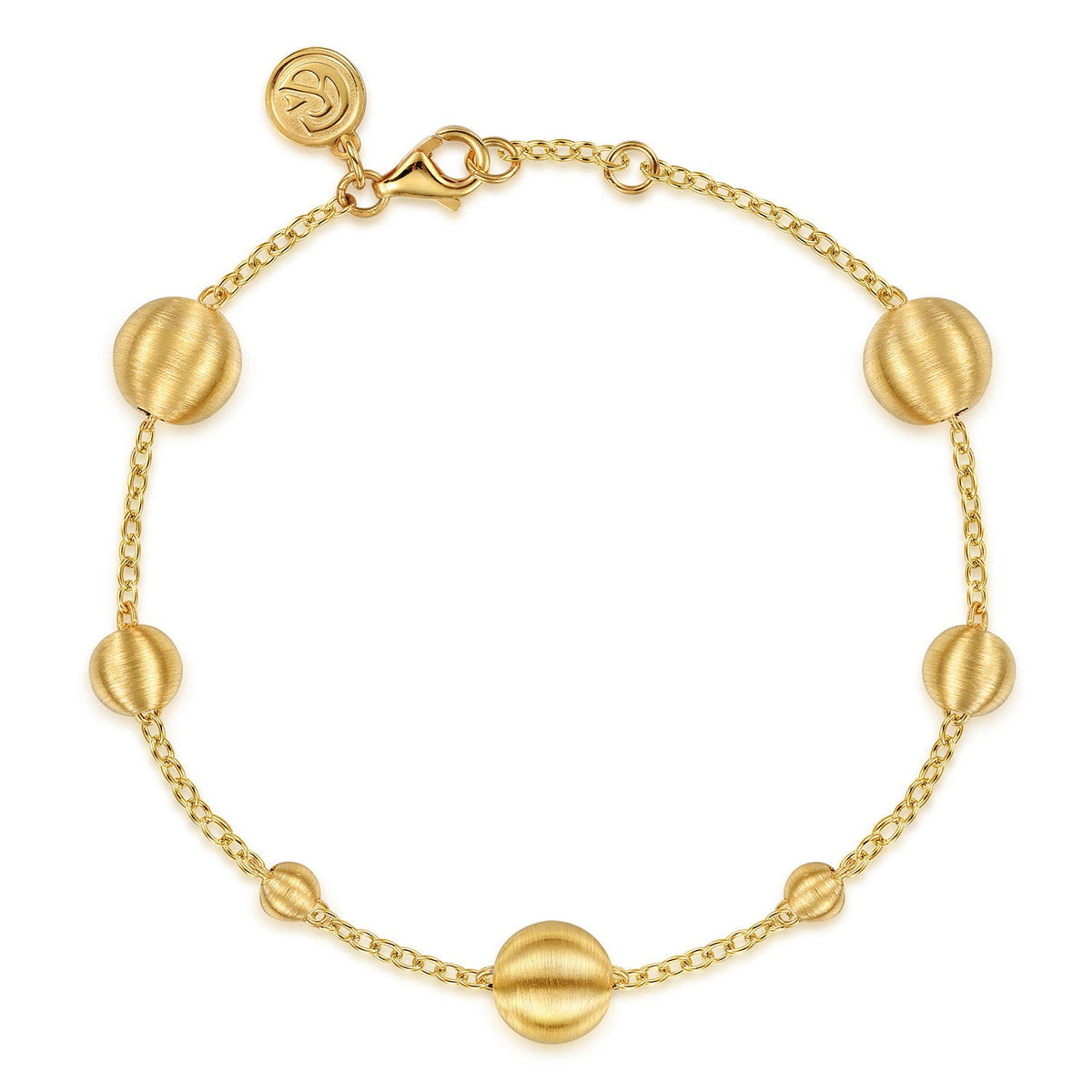 Gabriel & Co. 14K Yellow Plain Gold Bujukan Ball Station Bracelet