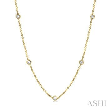 1 Ctw Round Cut Diamond Fashion Necklace in 14K Yellow Gold
