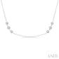 1 1/2 Ctw Three Stone Bezel Set Round Cut Diamond Station Necklace in 14K White Gold