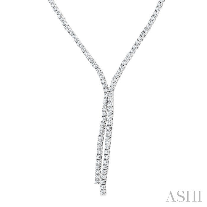 8 7/8 Ctw Y-Shape Round Cut Diamond Tennis Necklace in 14K White Gold
