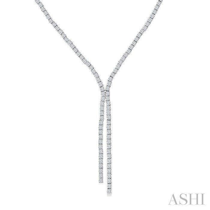 8 7/8 Ctw Y-Shape Round Cut Diamond Tennis Necklace in 14K White Gold