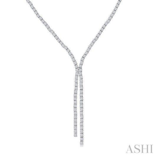 8 7/8 Ctw Y-Shape Round Cut Diamond Tennis Necklace in 14K White Gold