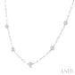 1 1/2 Ctw Bezel Set Round Cut Diamond Paperclip Station Necklace in 14K White Gold