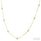 1/2 Ctw Bezel Set Round Cut Diamond Paperclip Station Necklace in 14K Yellow Gold