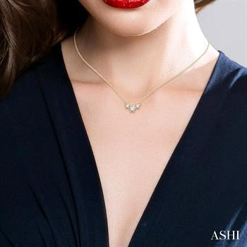 1/4 Ctw Three Stone Round Cut Diamond Past Present and Future Necklace in 14K Yellow Gold