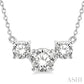 3/4 Ctw Three Stone Round Cut Diamond Past Present and Future Necklace in 14K White Gold