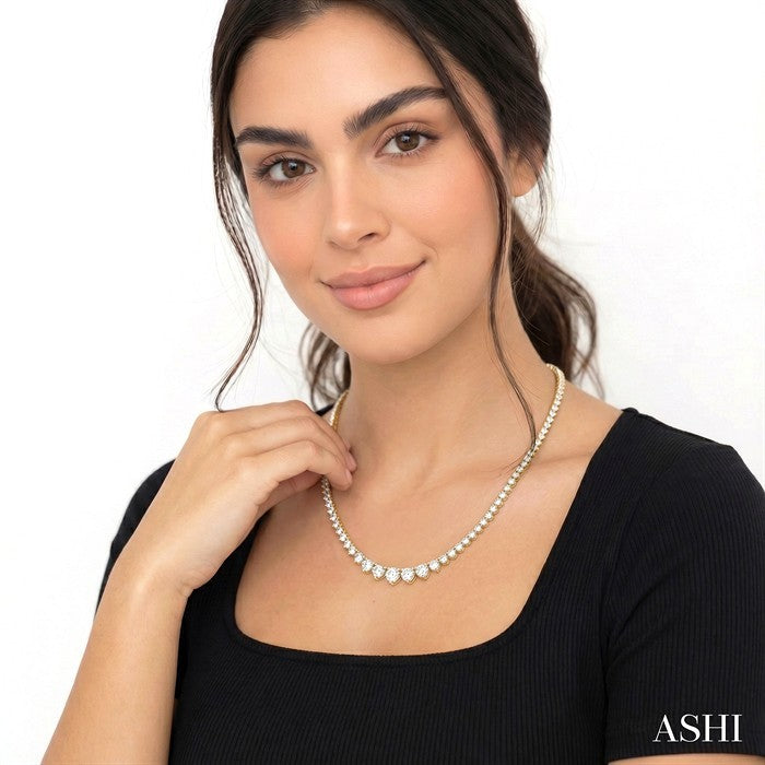 5 Ctw Riviera Round Cut Diamond Necklace in 14K Yellow Gold