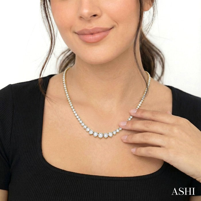 5 Ctw Riviera Round Cut Diamond Necklace in 14K Yellow Gold