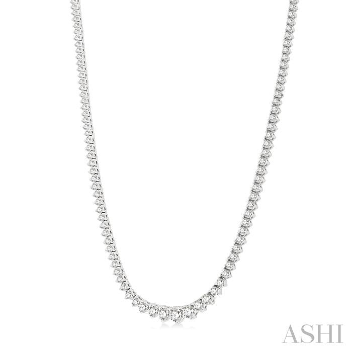7 Ctw Riviera Round Cut Diamond Necklace in 14K White Gold