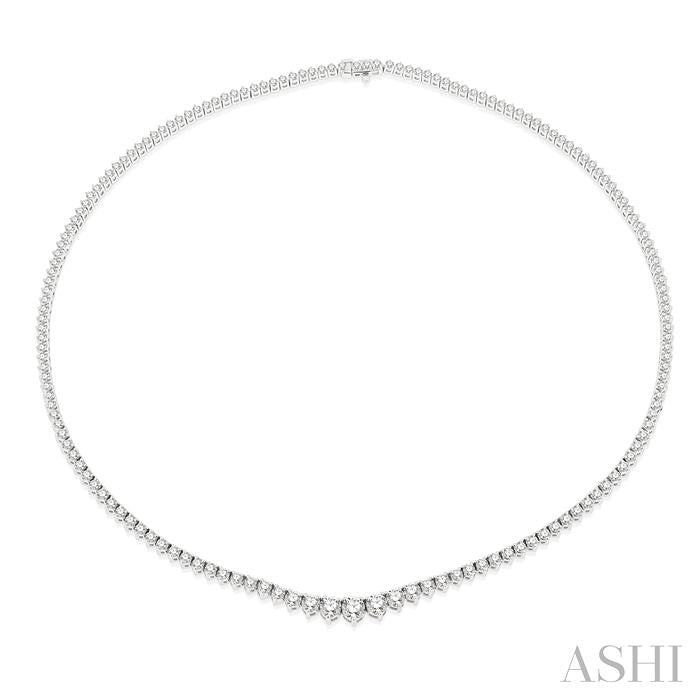 7 Ctw Riviera Round Cut Diamond Necklace in 14K White Gold