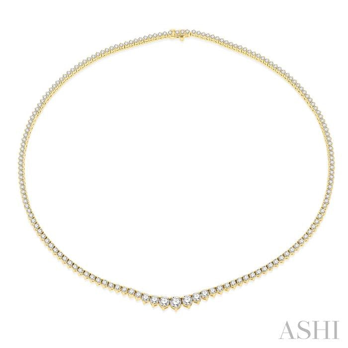 7 Ctw Riviera Round Cut Diamond Necklace in 14K Yellow Gold