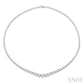 10 Ctw Riviera Round Cut Diamond Necklace in 14K White Gold