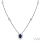 6X4 MM Oval Cut Sapphire and 1/6 Ctw Round Cut Diamond Precious Necklace in 14K White Gold