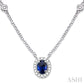 6X4 MM Oval Cut Sapphire and 1/6 Ctw Round Cut Diamond Precious Necklace in 14K White Gold