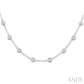 2 Ctw Bezel Set Round Cut Diamond Station Necklace in 14K White Gold