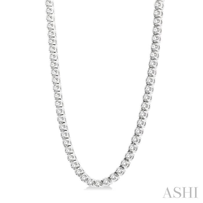 15 Ctw Round Cut Diamond Tennis Necklace in 14K White Gold