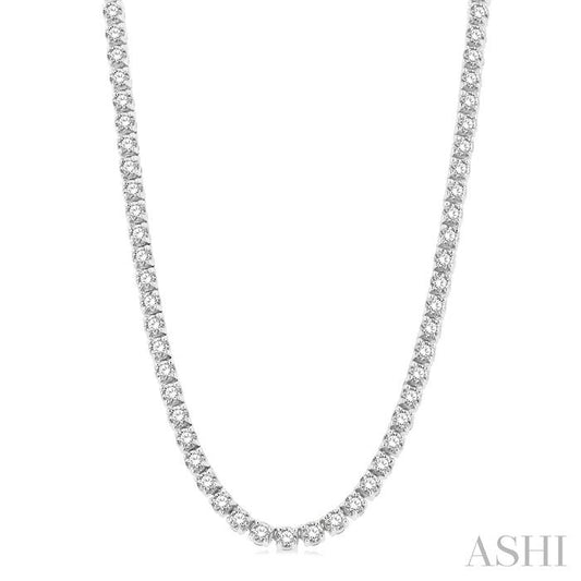 15 Ctw Round Cut Diamond Tennis Necklace in 14K White Gold