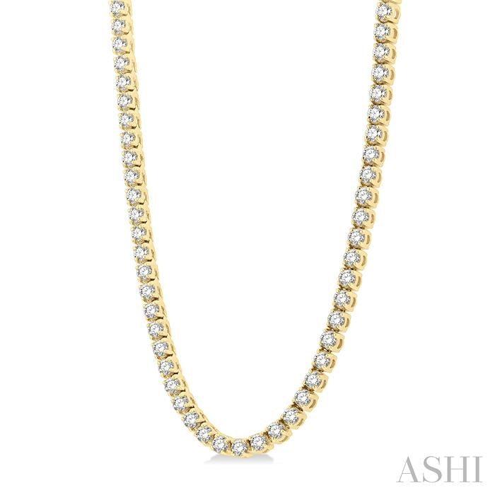 15 Ctw Round Cut Diamond Tennis Necklace in 14K Yellow Gold