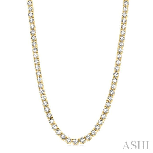 15 Ctw Round Cut Diamond Tennis Necklace in 14K Yellow Gold