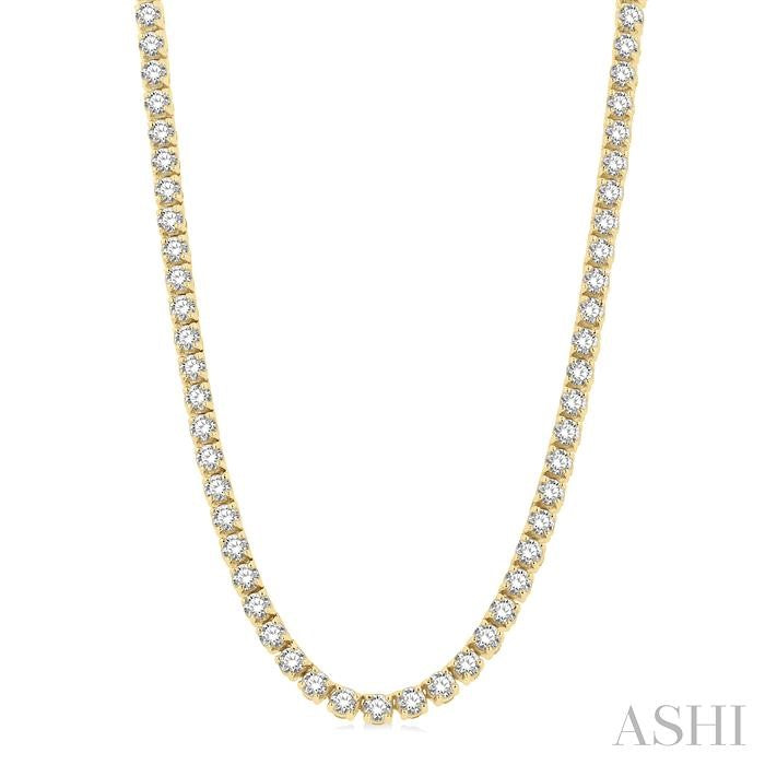 15 Ctw Round Cut Diamond Tennis Necklace in 14K Yellow Gold