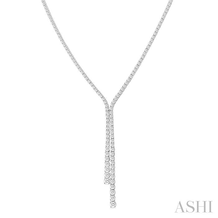 5 Ctw Open-End Y-Shape Round Cut Diamond Lariat Necklace in 14K White Gold