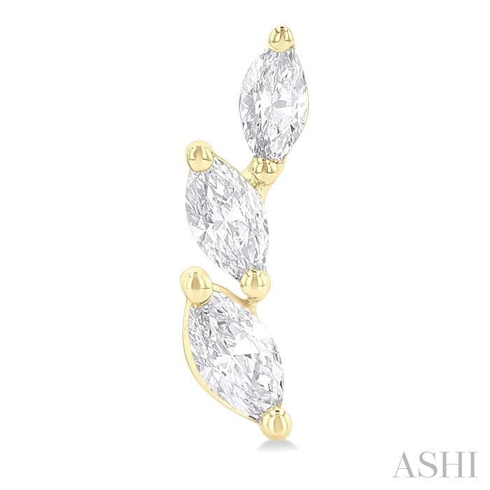 1/3 Ctw Graduated Marquise Cut Diamond Fashion Ear Climbers in 14K Yellow Gold