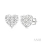 1/2 Ctw Heart Shape Lovebright Round Cut Diamond Stud Earrings in 14K White Gold