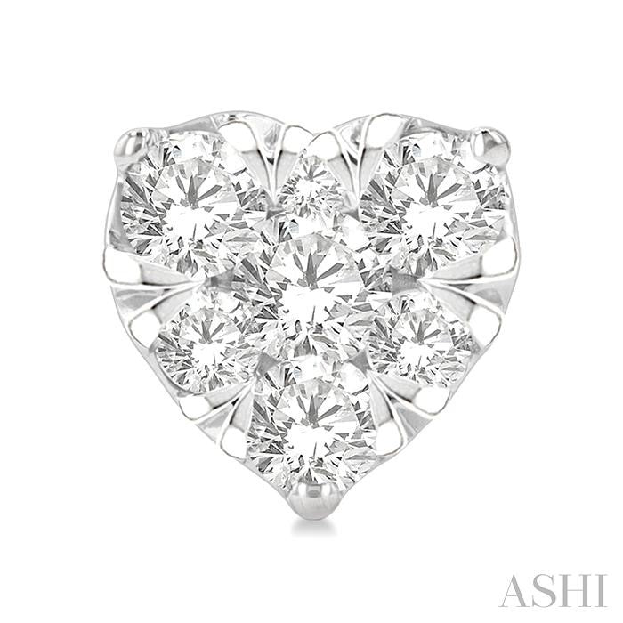 1/2 Ctw Heart Shape Lovebright Round Cut Diamond Stud Earrings in 14K White Gold