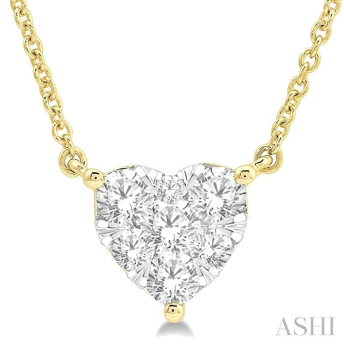 1/2 Ctw Lovebright Diamond Heart Pendant With Chain in 14K Yellow and White Gold