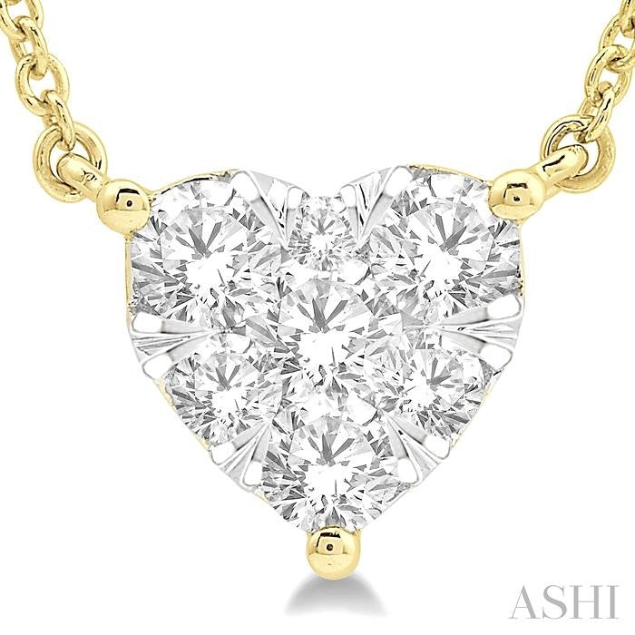 1/2 Ctw Lovebright Diamond Heart Pendant With Chain in 14K Yellow and White Gold