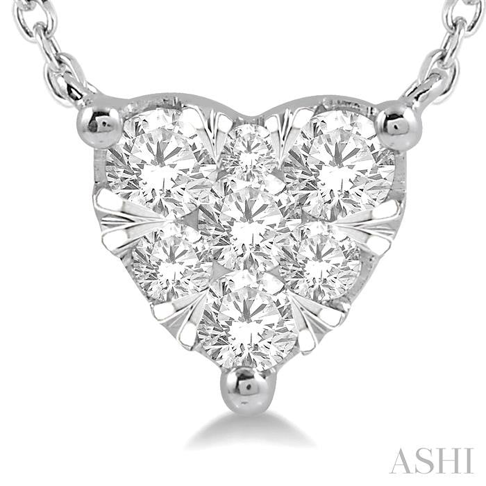 1/4 Ctw Lovebright Diamond Heart Pendant With Chain in 14K White Gold