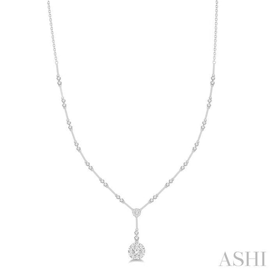 1 7/8 Ctw Circular Bar Link Lovebright Round Cut Diamond Necklace in 14K White Gold