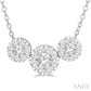 1 1/2 Ctw 3-Stone Past Present and Future Lovebright Round Cut Diamond Necklace in 14K White Gold