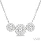 1 Ctw 3-Stone Past Present and Future Lovebright Round Cut Diamond Necklace in 14K White Gold