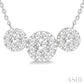 1 Ctw 3-Stone Past Present and Future Lovebright Round Cut Diamond Necklace in 14K White Gold