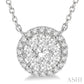 1/2 Ctw Circular Round Cut Diamond Lovebright Pendant With Chain in 14K White Gold