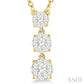 1/3 Ctw Past Present and Future Lovebright Round Cut Diamond Layered Pendant With Chain in 14K Yellow Gold