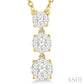 1/3 Ctw Past Present and Future Lovebright Round Cut Diamond Layered Pendant With Chain in 14K Yellow Gold