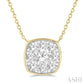 1/2 Ctw Cushion Shape Lovebright Diamond Pendant With Chain in 14K Yellow and White Gold